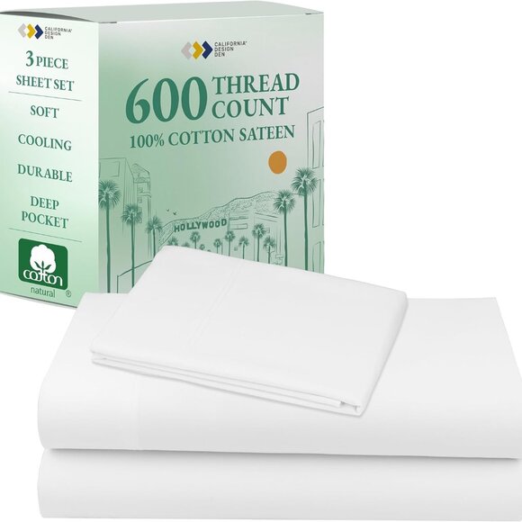 Twin Sateen 100% Cotton Sheet Set - Picture 1 of 6